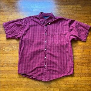 Wrangler Red Plaid Short Sleeve Button Down Shirt L